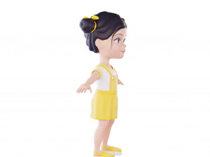 Girl brunette in yellow sundress 3D Model