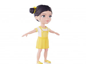 Girl brunette in yellow sundress 3D Model