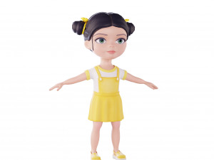 Girl brunette in yellow sundress 3Dモデル