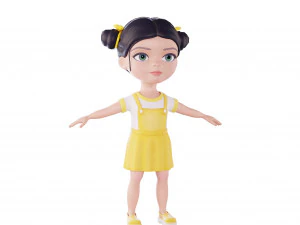 Girl brunette in yellow sundress 3D Model