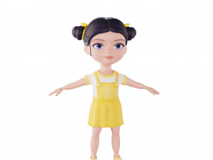 Girl brunette in yellow sundress 3Dモデル