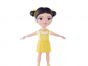 Girl brunette in yellow sundress 3D Model