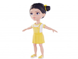 Girl brunette in yellow sundress 3Dモデル