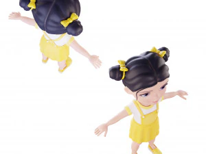 Girl brunette in yellow sundress 3D Model