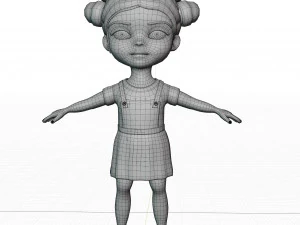 Girl brunette in yellow sundress 3D Model