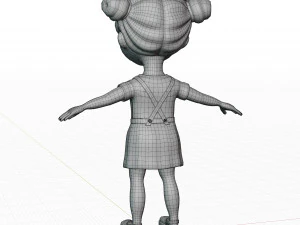 Girl brunette in yellow sundress 3D Model