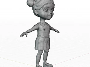 Girl brunette in yellow sundress 3D Model