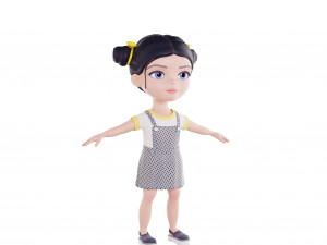 Girl brunette in blue sundress 3D Модель