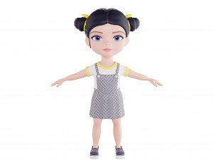 Girl brunette in blue sundress 3D Модель
