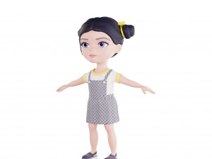 Girl brunette in blue sundress 3D Модель
