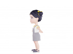 Girl brunette in blue sundress 3D Модель