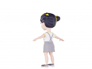 Girl brunette in blue sundress 3D Модель