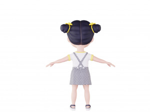 Girl brunette in blue sundress 3D Модель
