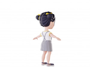 Girl brunette in blue sundress 3D Модель