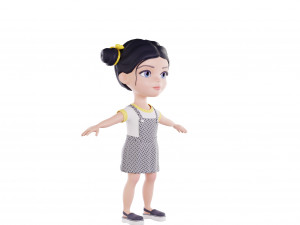 Girl brunette in blue sundress 3D Модель