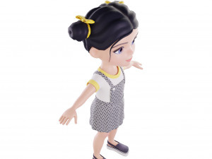 Girl brunette in blue sundress 3D Модель