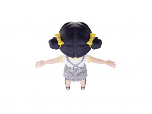 Girl brunette in blue sundress 3D Модель