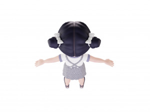 Girl brunette in blue sundress 3D Модель
