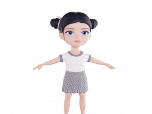Girl brunette in blue sundress 3D Модель