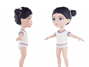 Girl brunette in blue sundress 3D Модель