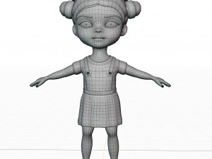 Girl brunette in blue sundress 3D Модель