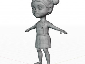 Girl brunette in blue sundress 3D Модель