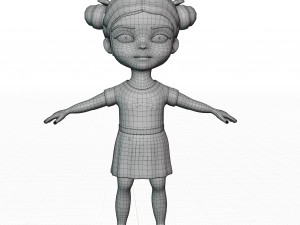 Girl brunette in blue sundress 3D Модель