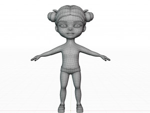 Girl brunette in blue sundress 3D Модель