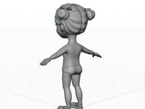 Girl brunette in blue sundress 3D Модель