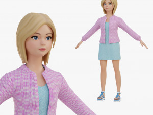 Stylized girl blonde 3D Model