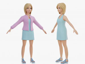 Chica rubia estilizada Modelo 3D