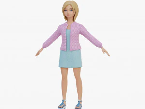 Chica rubia estilizada Modelo 3D
