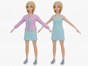 Chica rubia estilizada Modelo 3D