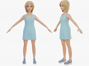 Chica rubia estilizada Modelo 3D