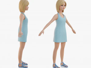 Chica rubia estilizada Modelo 3D