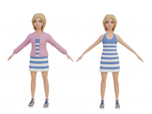 Cute girl blonde 3D Model