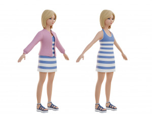 Cute girl blonde 3D Model