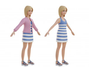 Cute girl blonde 3D Model