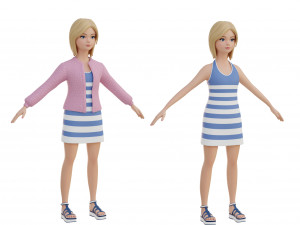 Cute girl blonde 3D Model