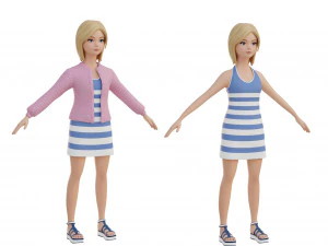 Cute girl blonde 3D Model