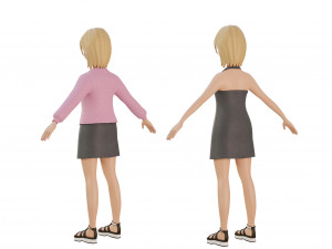 Cute girl blonde 3D Model