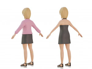 Cute girl blonde 3D Model