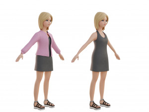 Cute girl blonde 3D Model