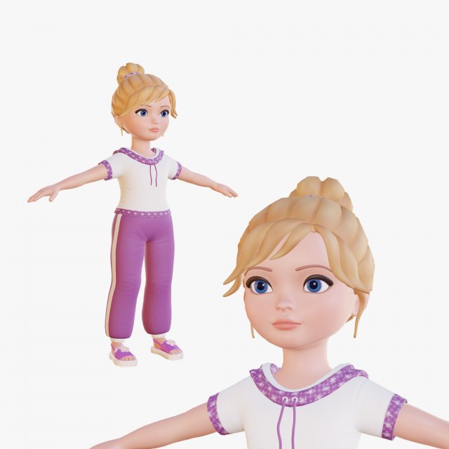 Cartoon girl Modelo 3D .c4d .max .obj .3ds .fbx .stl .blend 