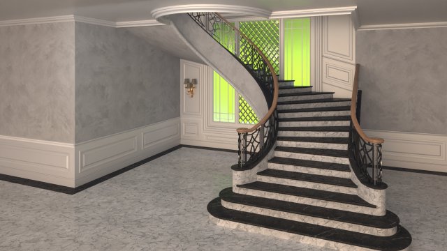classic staircase 3D Модель .c4d .max .obj .3ds .fbx .stl .blend