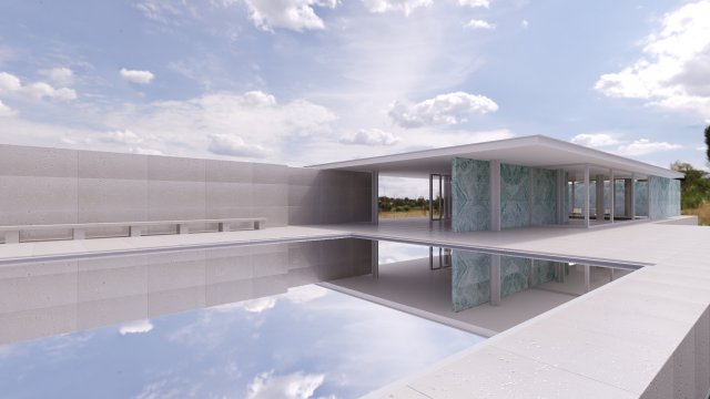 Barcellona Pavilion Mies Van Der Rohe 3Dモデル .c4d .max .obj .3ds .fbx .stl .blend 