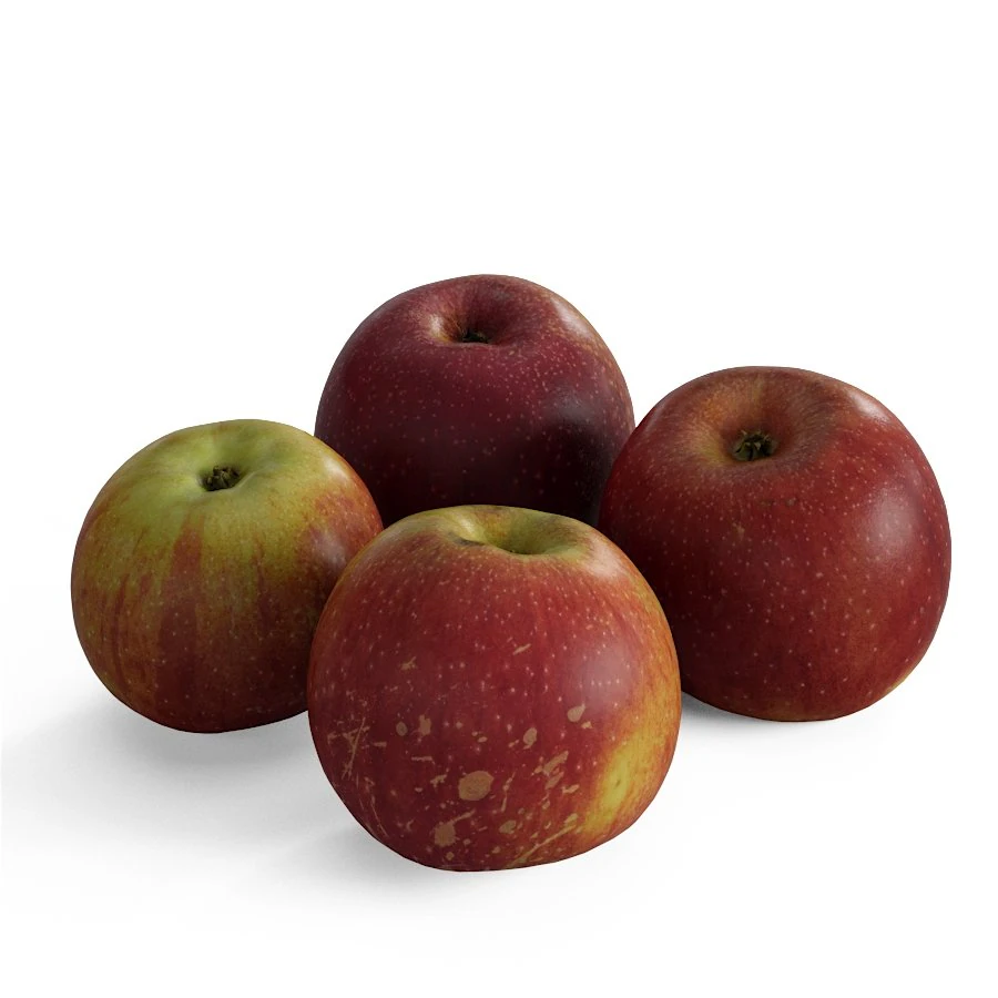 4 Juicy Farm Apples 3D Model .c4d .max .obj .3ds .fbx .stl .blend