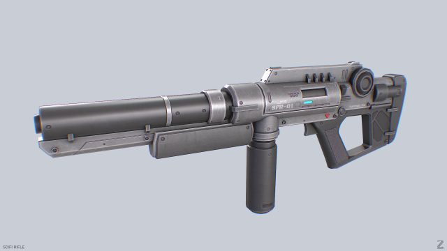 Scifi rifle Modello 3D .c4d .max .obj .3ds .fbx .stl .blend 