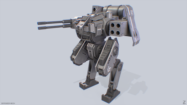 Defender Mech Model 3D .c4d .max .obj .3ds .fbx .stl .blend 