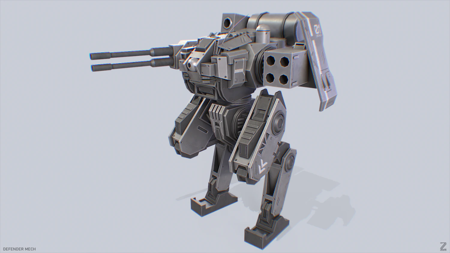 Defender Mech 3D Model .c4d .max .obj .3ds .fbx .stl .blend 